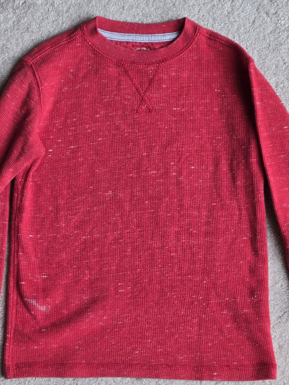 Faded Glory Red Heathered Crewneck Long Sleeve Tee